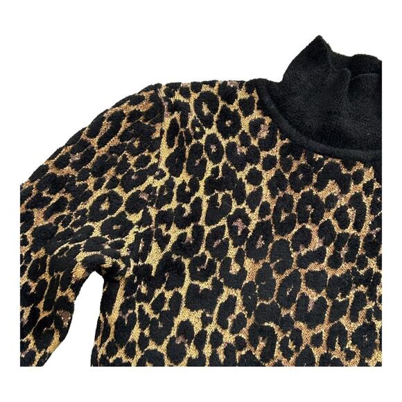 Ronny Kobo Dahlia Leopard Animal Turtleneck Pullover Sweater X-Small - Picture 6 of 12